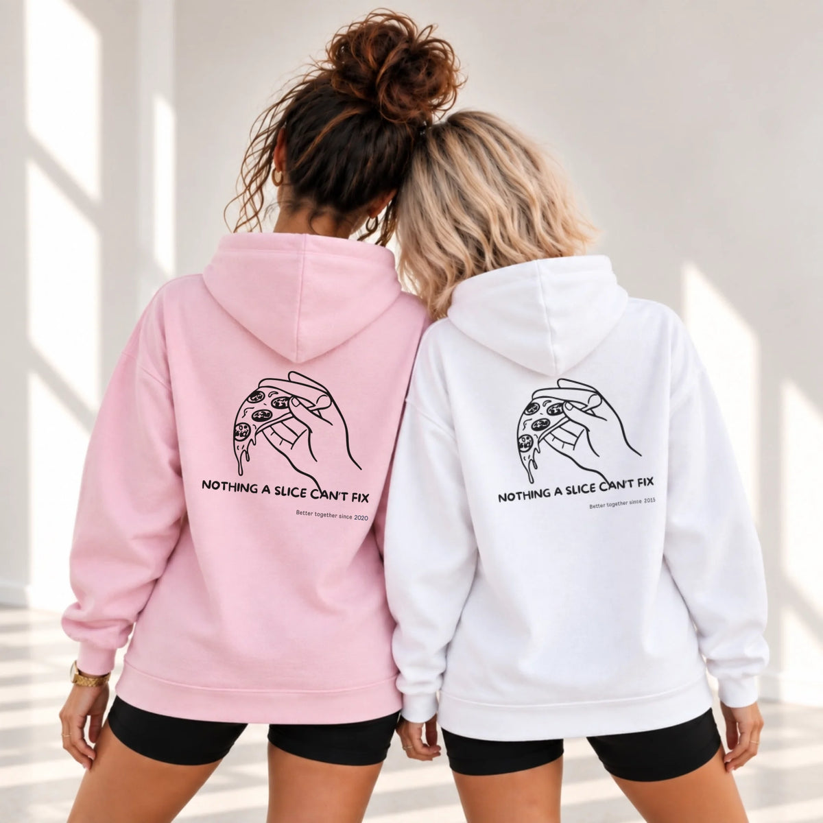 Partner Hoodie weiß und pink