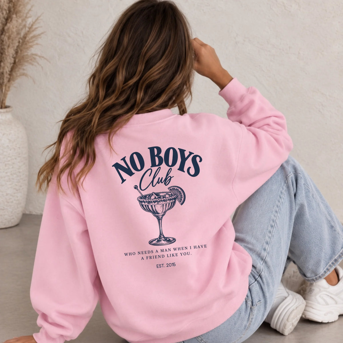 mamagibt Bestie Sweatshirt no Boy CLub Bestie Sweatshirt no boys club Light Pink personalisiert
