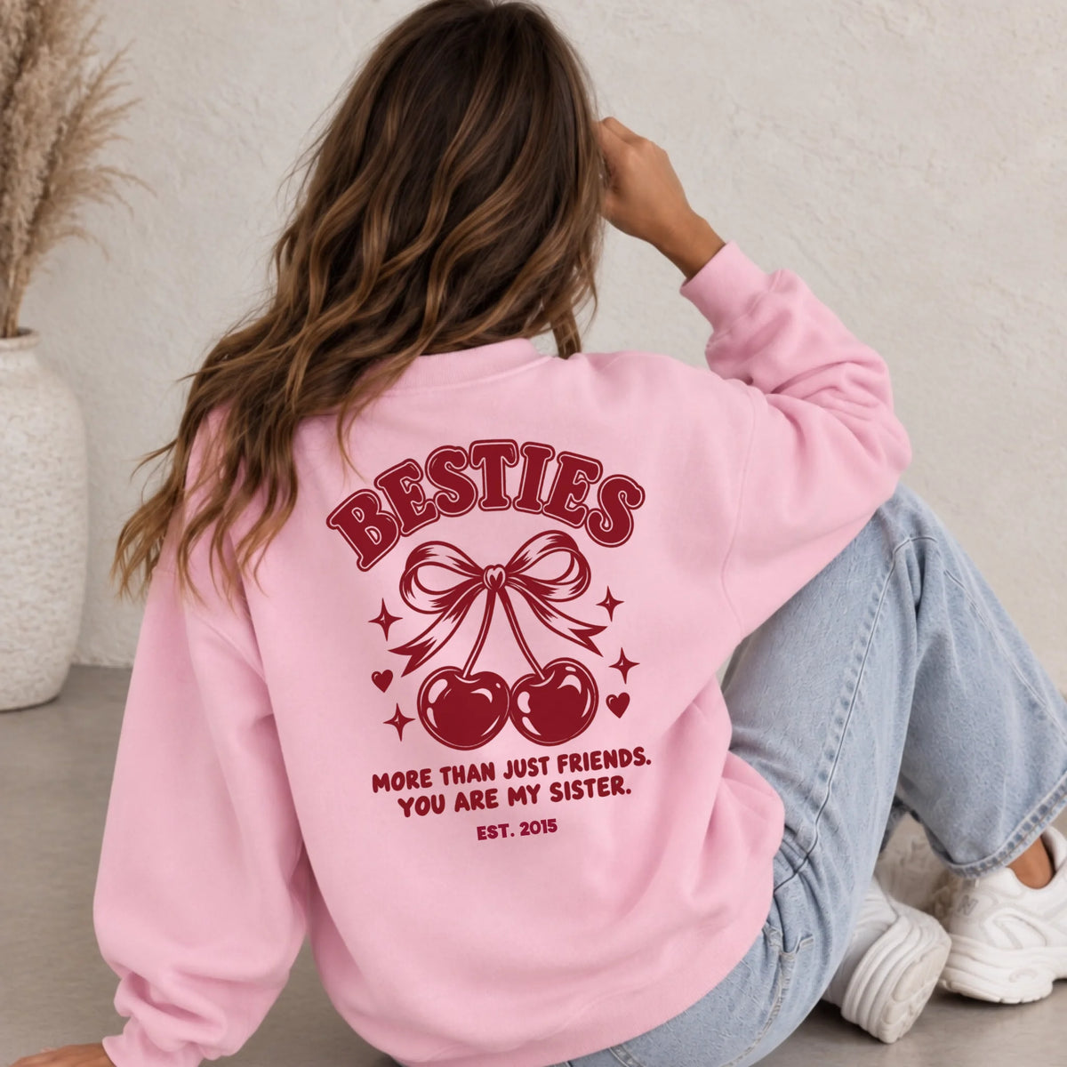 mamagibt Bestie Sweatshirt more than friends Bestie Sweatshirt more than friends Light Pink personalisiert