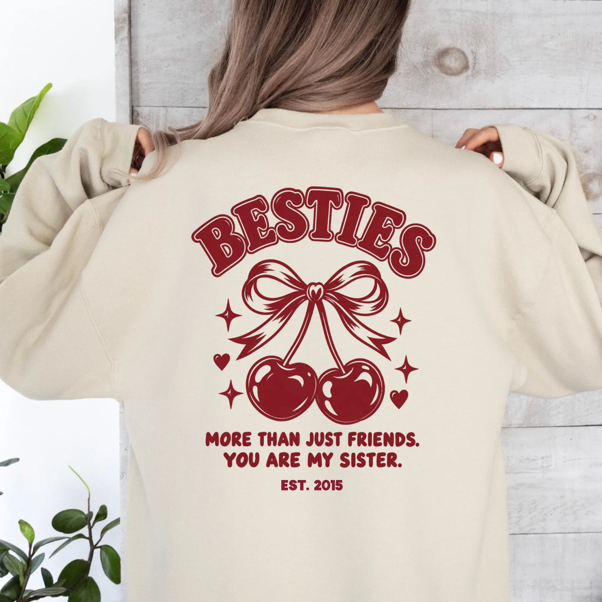 mamagibt Bestie Sweatshirt more than friends Bestie Sweatshirt more than friends Sand personalisiert