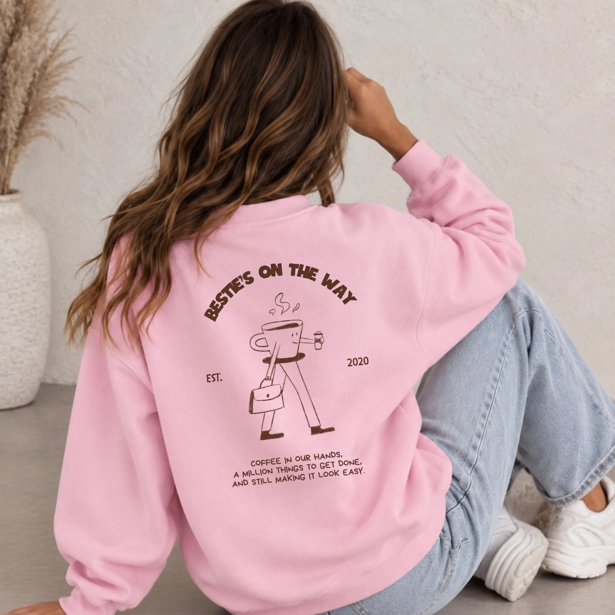 mamagibt Bestie Sweatshirt on the way Sweatshirt Bestie on the way Light Pink personalisiert