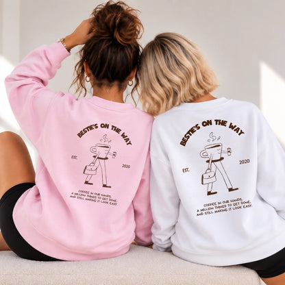 mamagibt Bestie Sweatshirt on the way Sweatshirt Bestie on the way Ash personalisiert