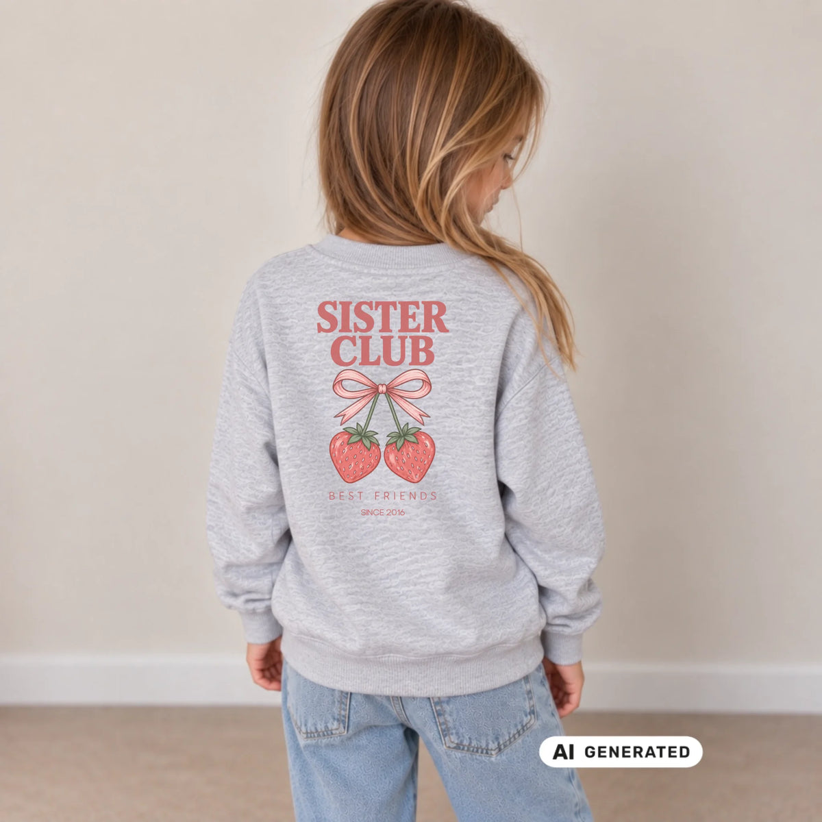 mamagibt Kinder Sweatshirt sisters Kinder Sweatshirt sisters Heather Grey personalisiert
