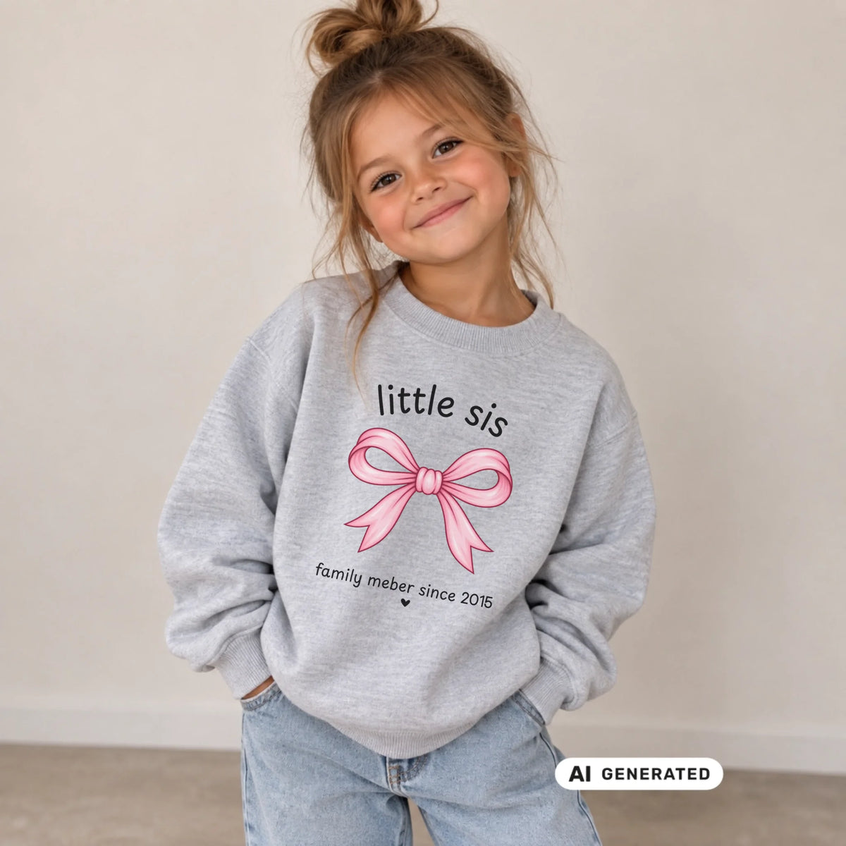 mamagibt Kinder Sweatshirt lil sis Kinder Sweatshirt lil sis Heather Grey personalisiert