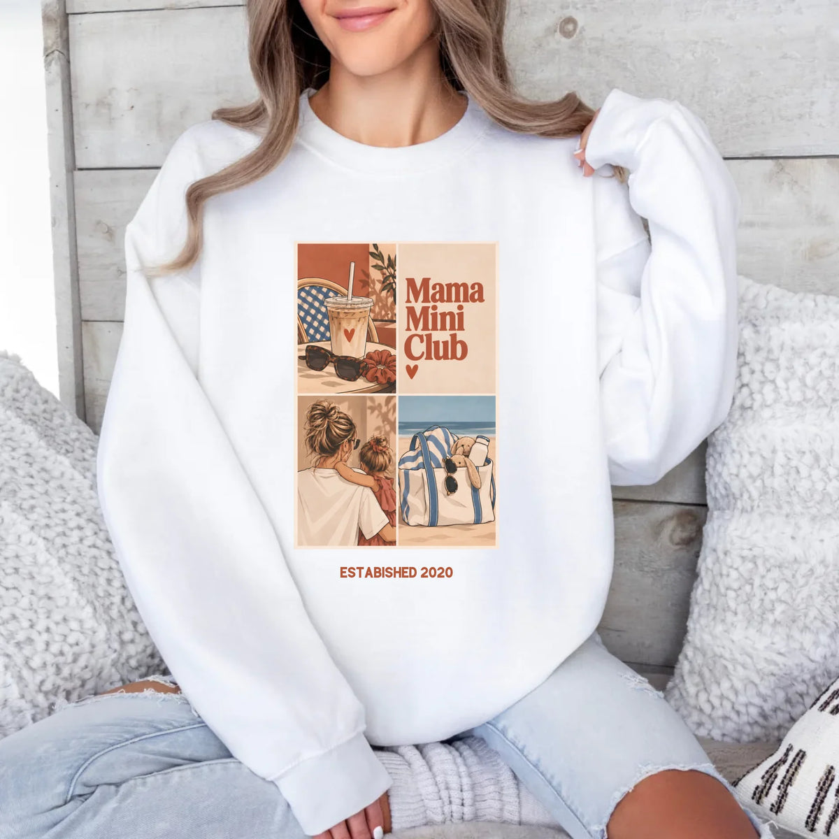 mamagibt Sweatshirt Mama & Mini my life Sweatshirt Mama & Mini my life White personalisiert