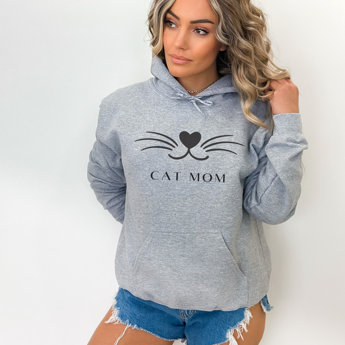 mamagibt Hoodie Haustier catmom Sport Grey