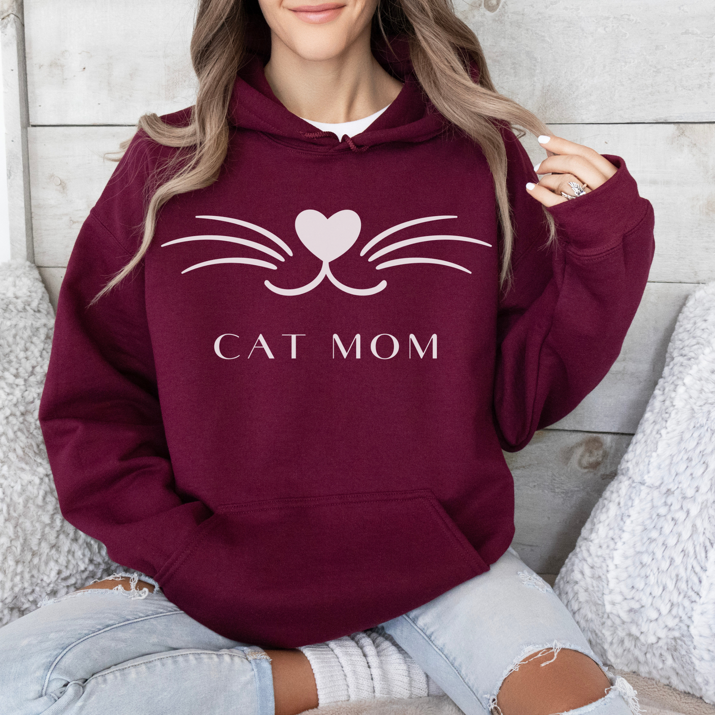 mamagibt Hoodie Haustier catmom Maroon