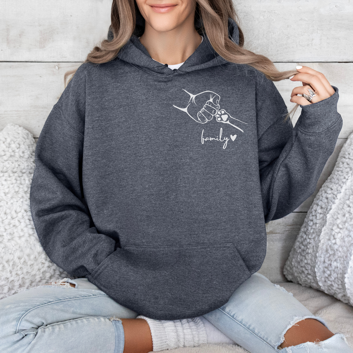 mamagibt Hoodie Haustier family Dark Heather