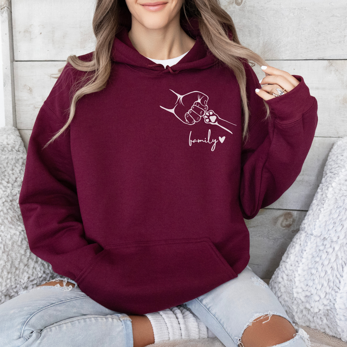 mamagibt Hoodie Haustier family Maroon