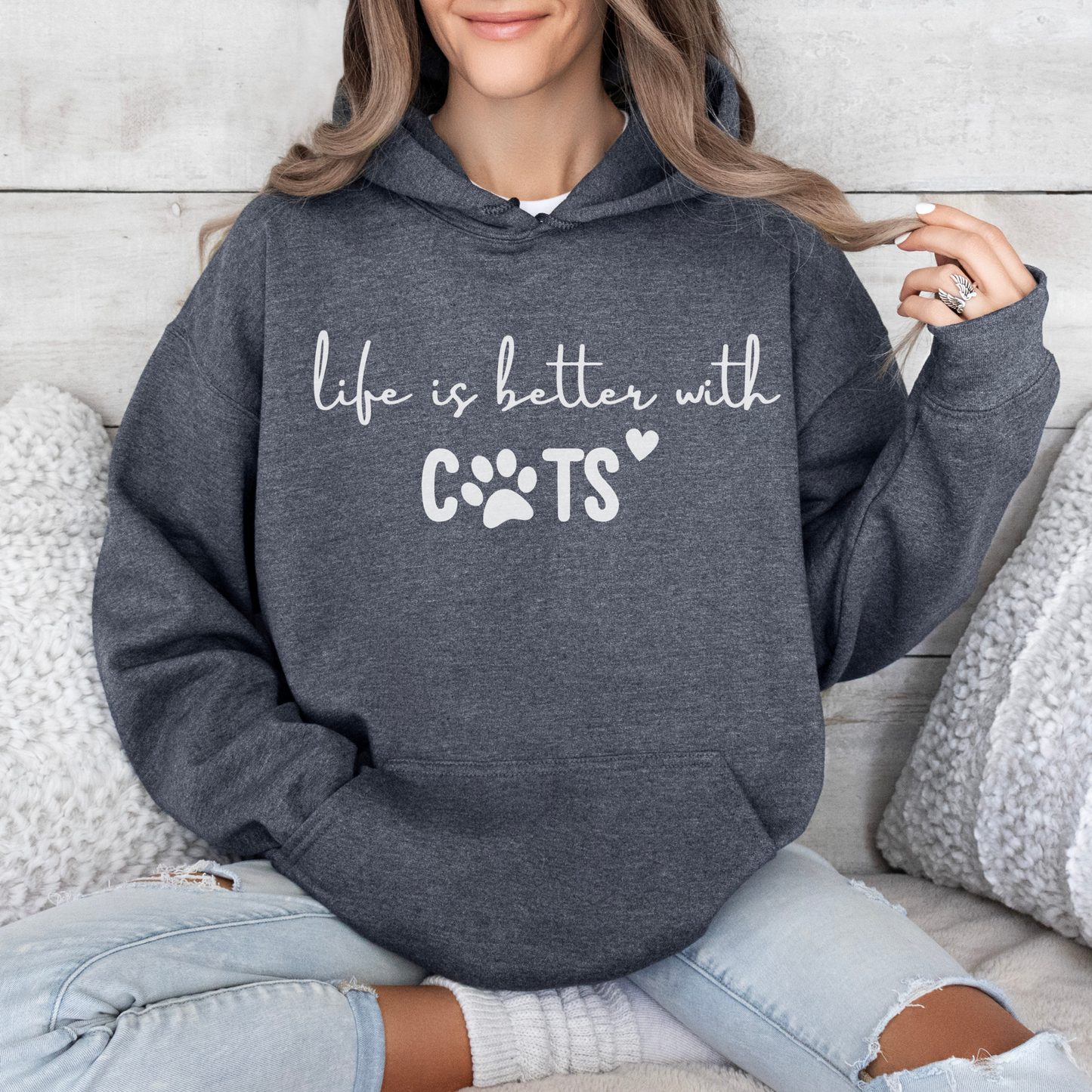 mamagibt Hoodie Haustier life is better with cats Dark Heather