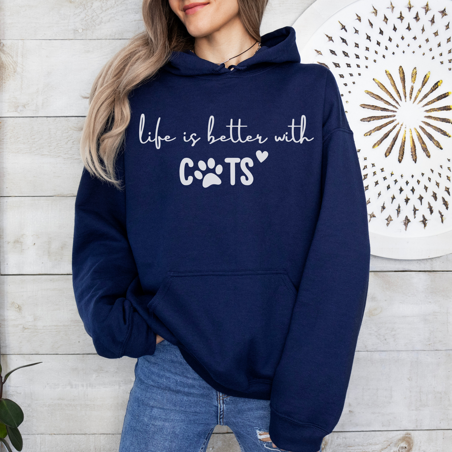 mamagibt Hoodie Haustier life is better with cats Navy