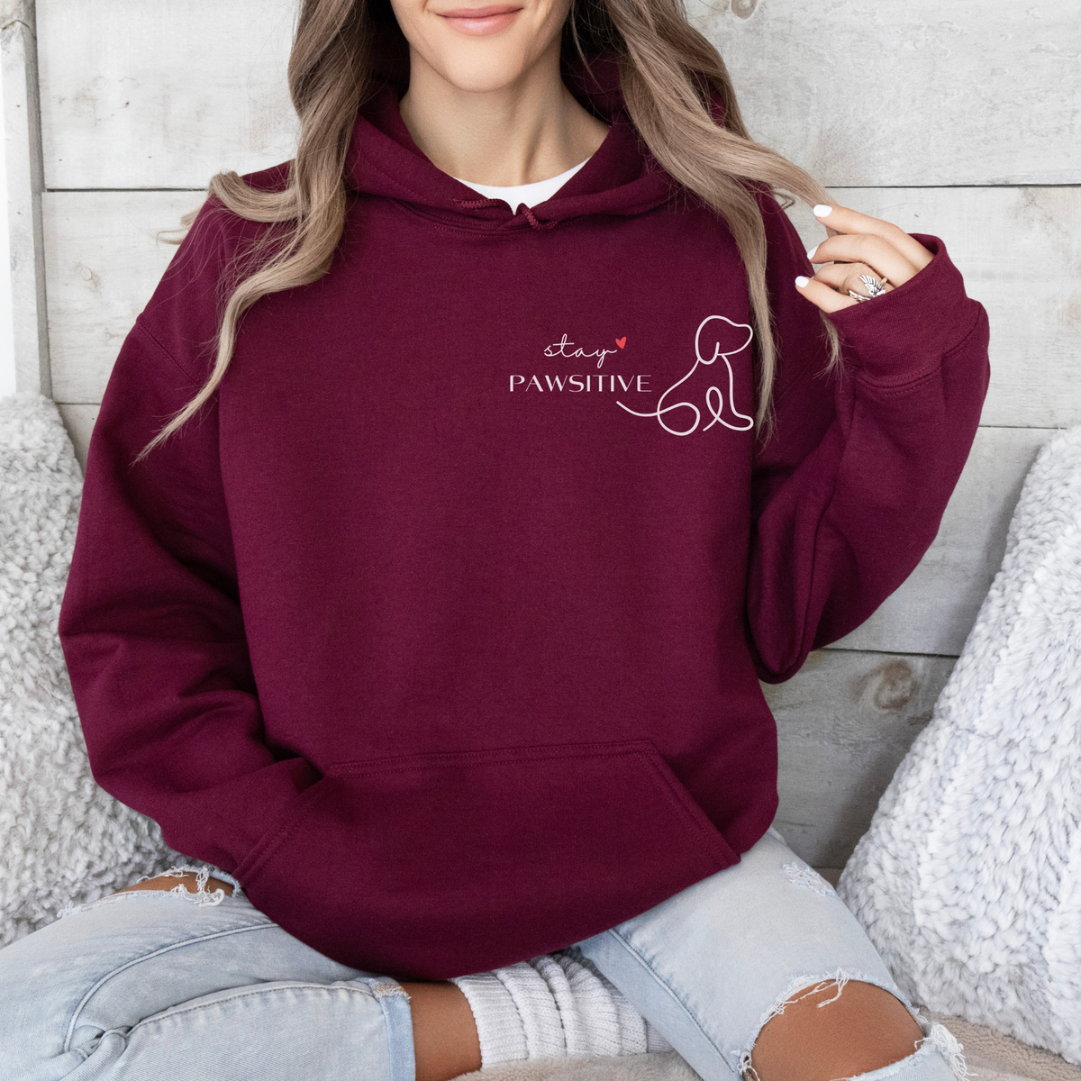 mamagibt Hoodie Haustier stay pawsitive Maroon