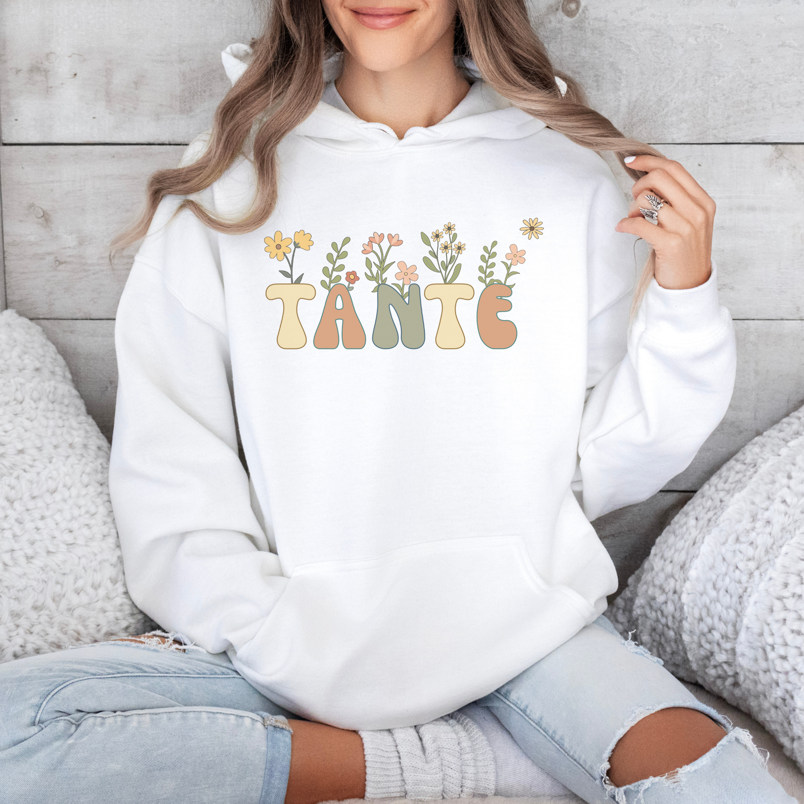 Tante Hoodie mit Blumen - mamagibt1