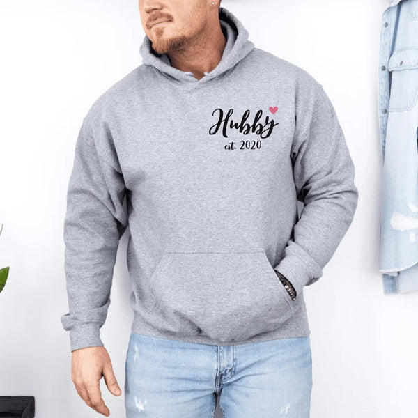 Individuelle Partner Hoodies personalisiert mit Datum Hubby