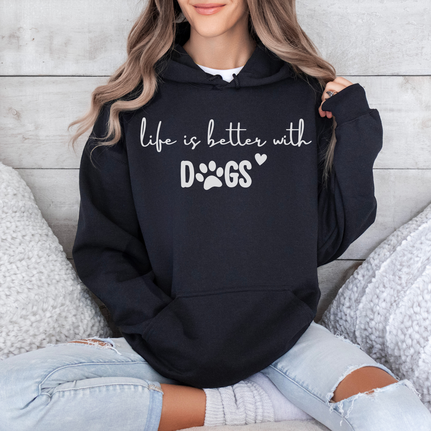 Hoodie Haustier life is better with dogs - mamagibt -  - #tag1# - #tag2#