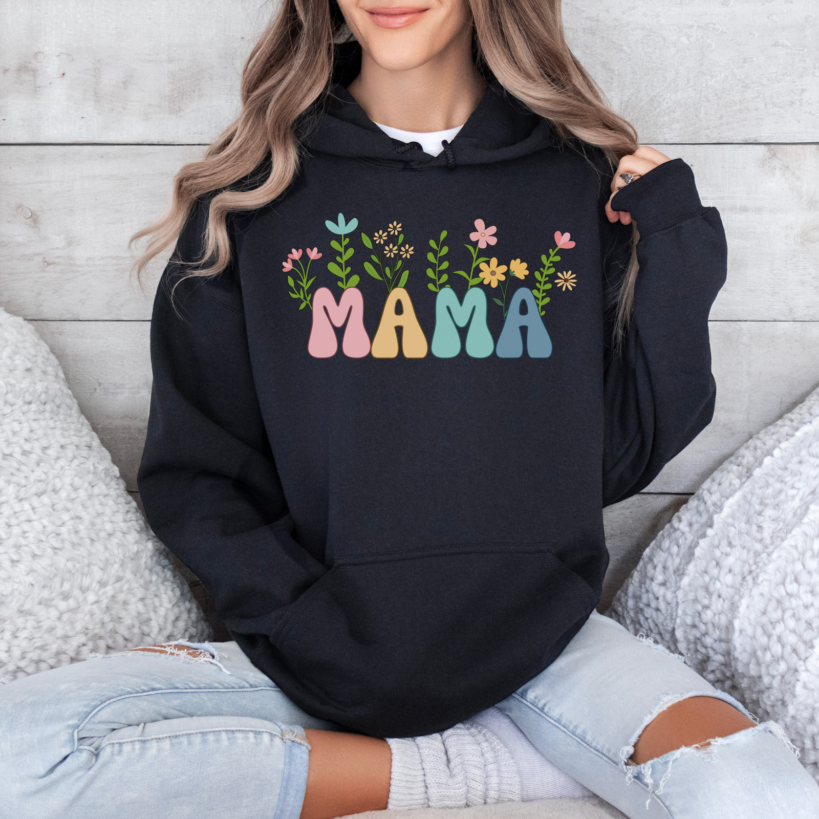 Mama Hoodie mit Blumen - mamagibt -  - #tag1# - #tag2#