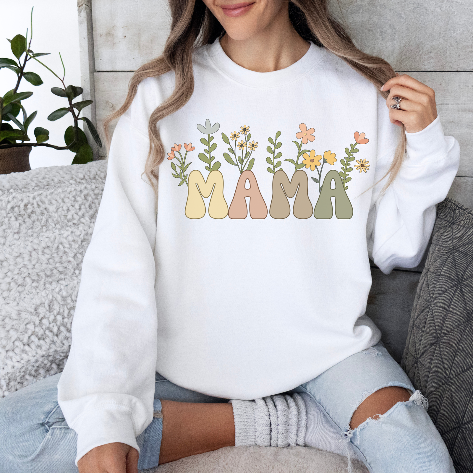 Mama Sweatshirt mit Blumen - mamagibt -  - #tag1# - #tag2#