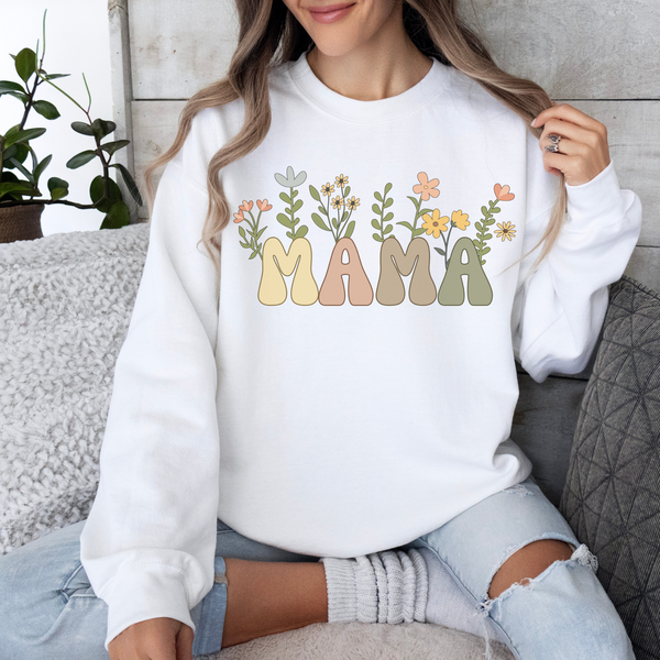 Mama Sweatshirt braunen Blumen