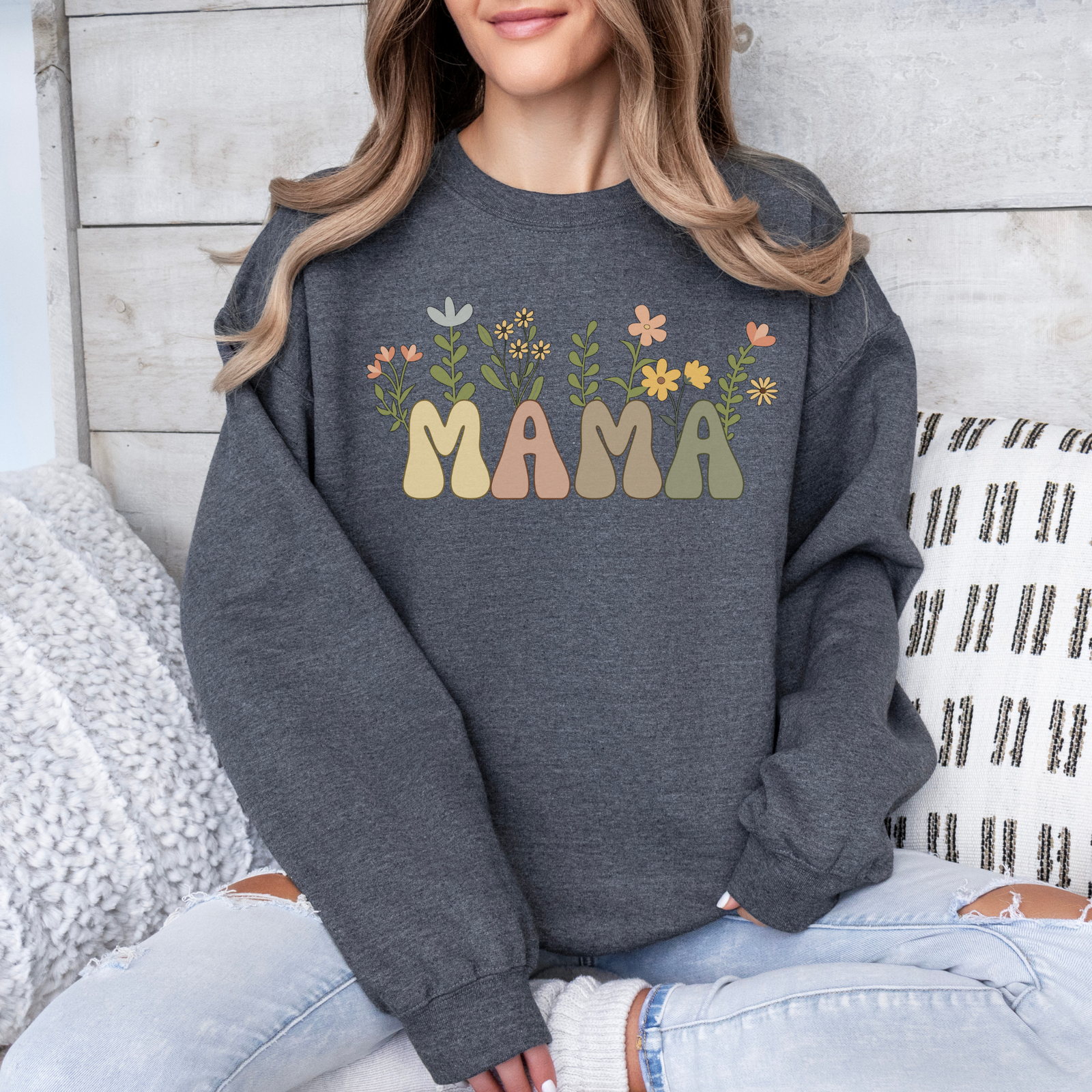Mama Sweatshirt mit Blumen - mamagibt -  - #tag1# - #tag2#