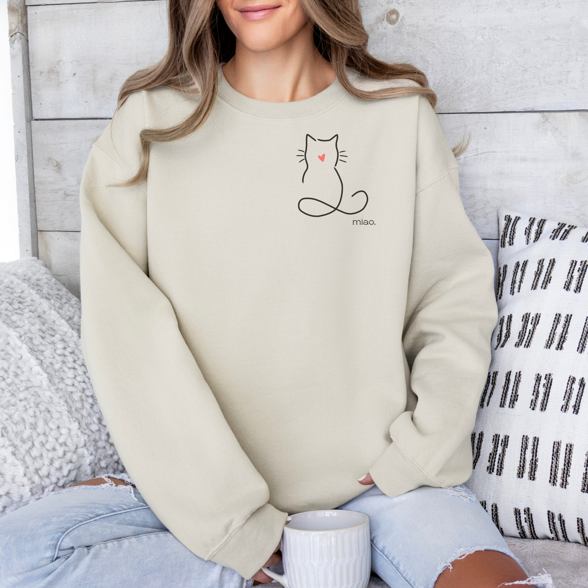 mamagibt Sweatshirt Haustier Katze Miao Sand