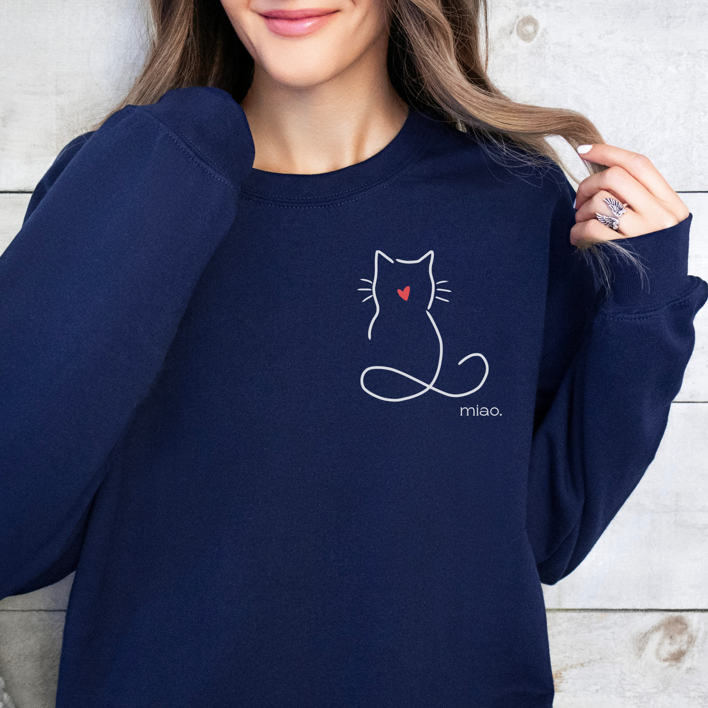 mamagibt Sweatshirt Haustier Katze Miao Navy