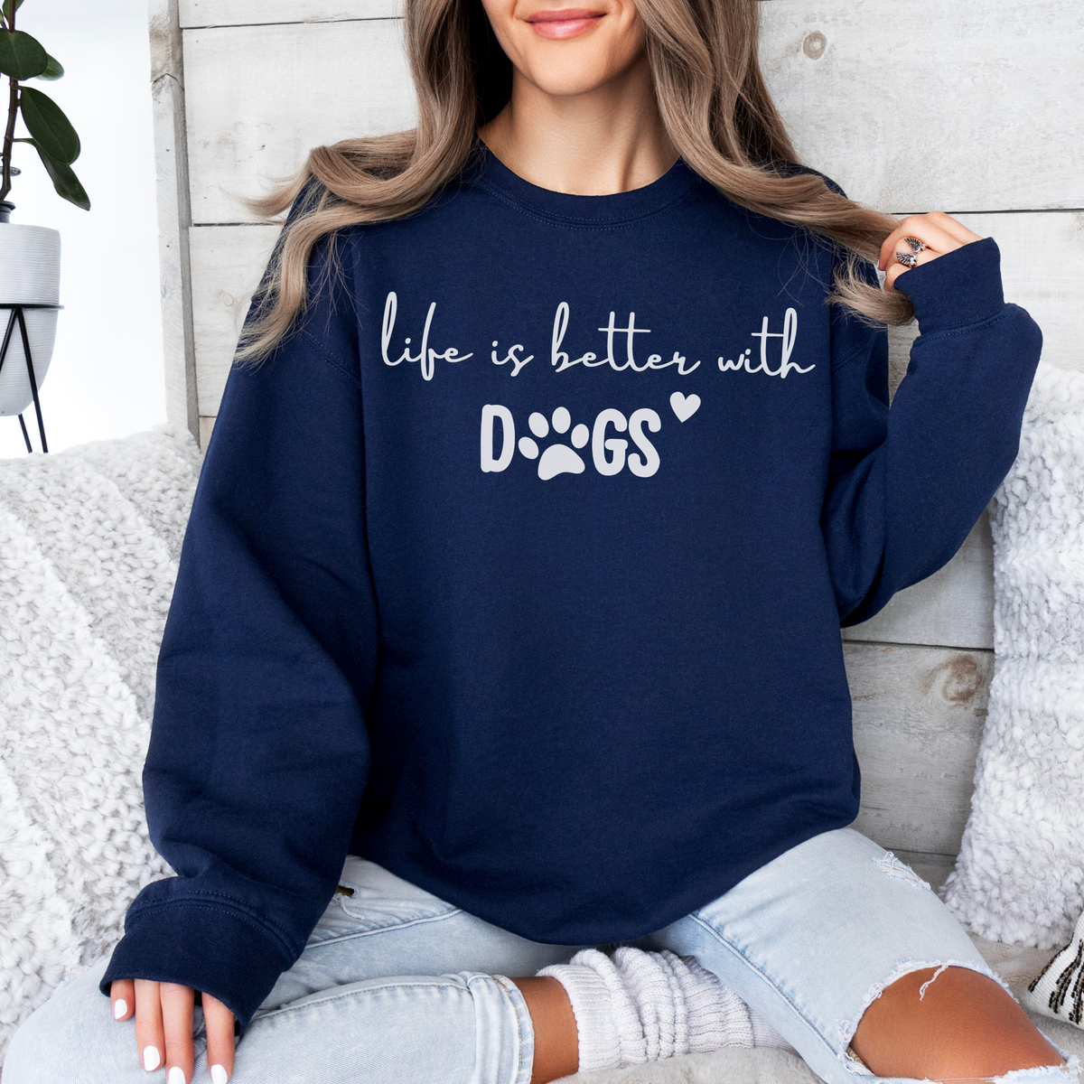 mamagibt Sweatshirt Haustier better with dogs Navy