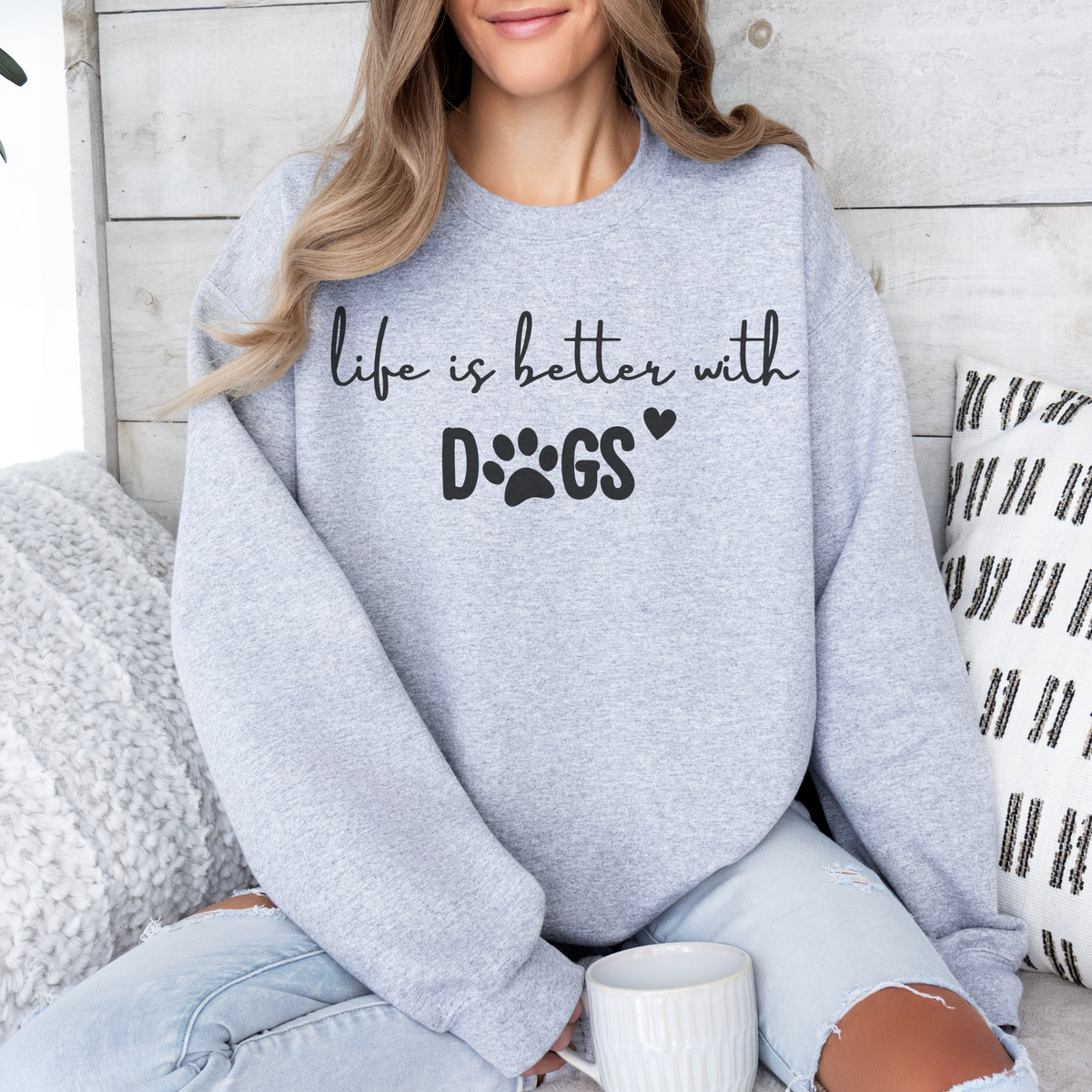 mamagibt Sweatshirt Haustier better with dogs Sport Grey