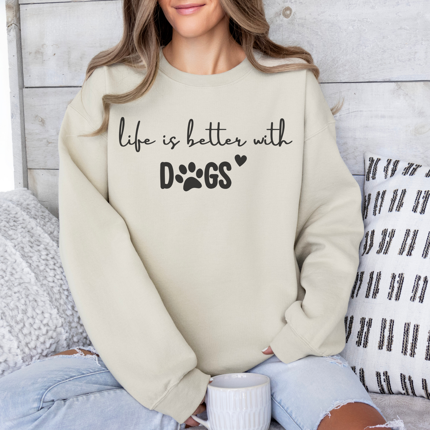 mamagibt Sweatshirt Haustier better with dogs Sand