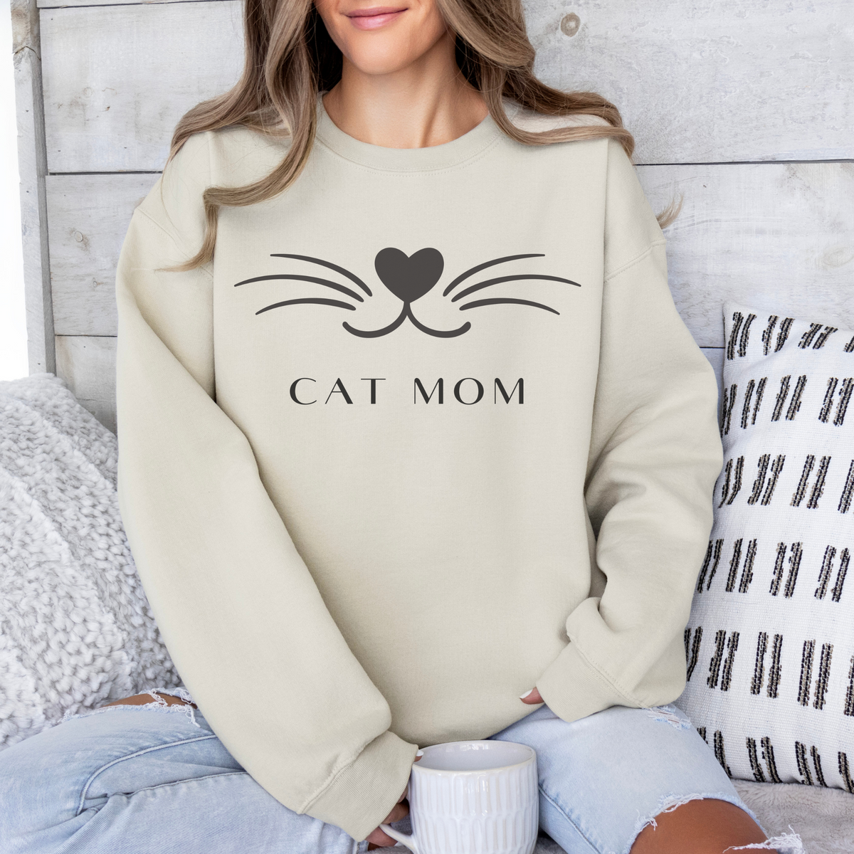 mamagibt Sweatshirt Haustier cat mom Sand