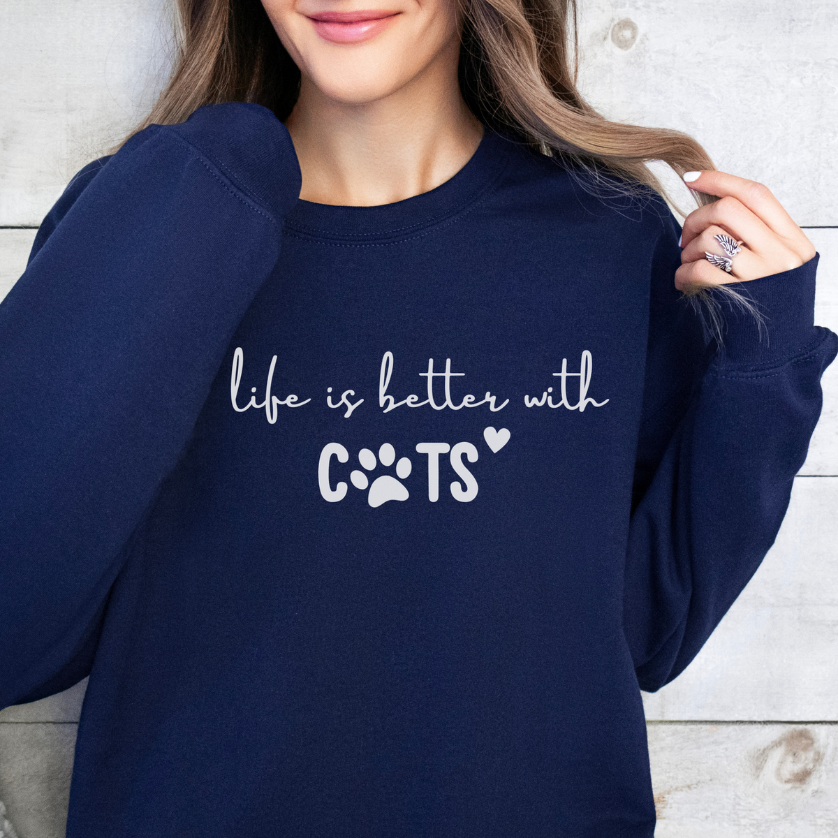 mamagibt Sweatshirt Haustier life is better with cats Navy