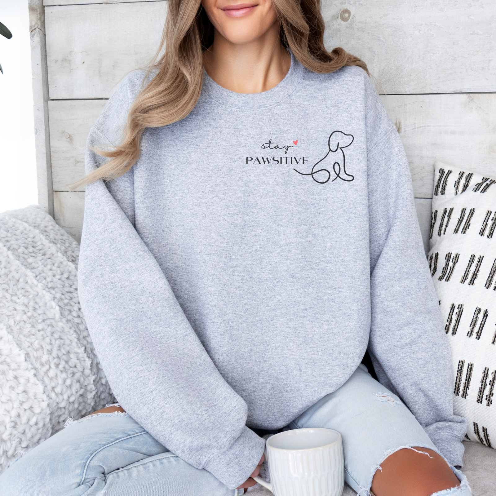 mamagibt Sweatshirt Haustier stay pawsitive Sport Grey