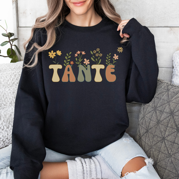 Sweatshirt Tante mit braunen Blumen