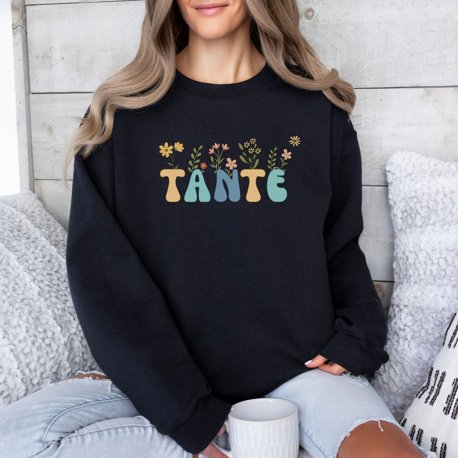 Sweatshirt Tante mit Blumen - mamagibt1