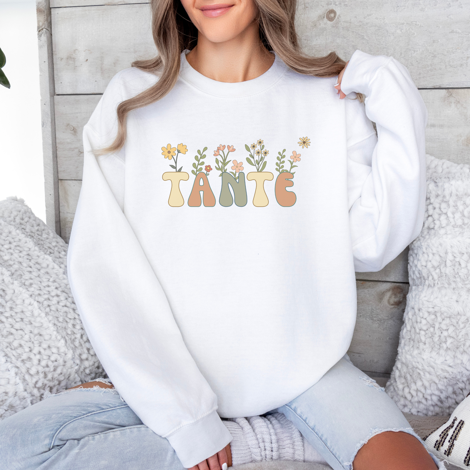 Sweatshirt Tante mit Blumen - mamagibt1