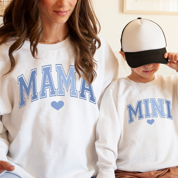 Sweatshirt Mama und Mini Blau