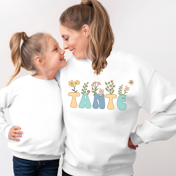 Sweatshirt Tante mit bunten Blumen