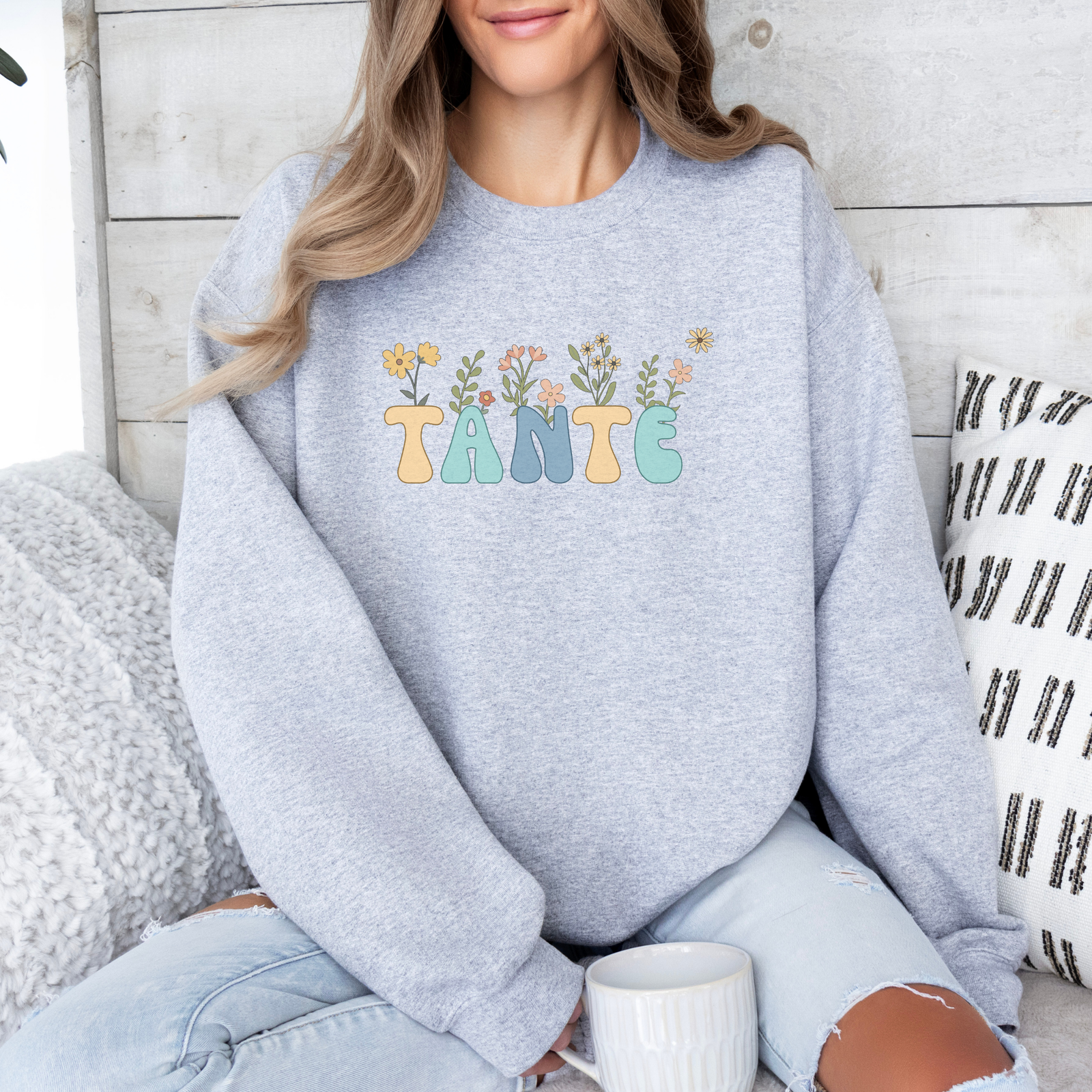 Sweatshirt Tante mit Blumen - mamagibt -  - #tag1# - #tag2#