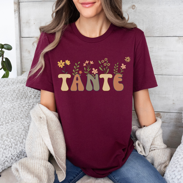 T-Shirt Tante mit braunen Blumen