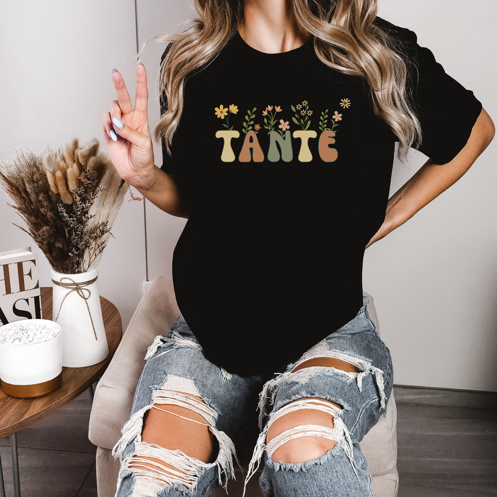 T-Shirt Tante mit Blumen - mamagibt -  - #tag1# - #tag2#