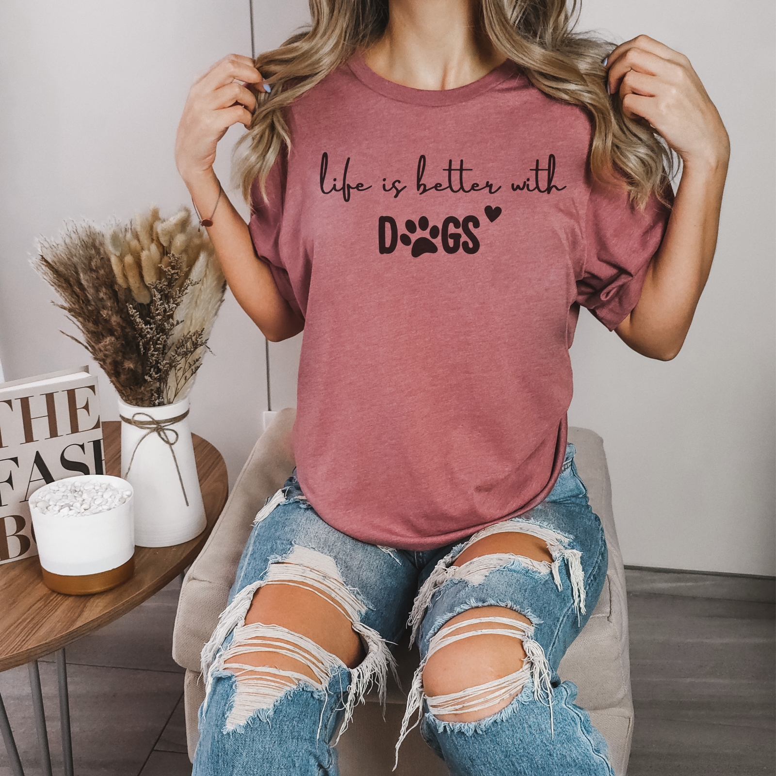 T-Shirt life is better with dogs - mamagibt -  - #tag1# - #tag2#
